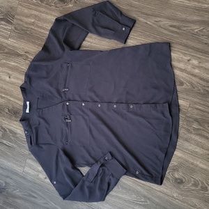 Calvin Klein dark gray Parsons collar button down blouse